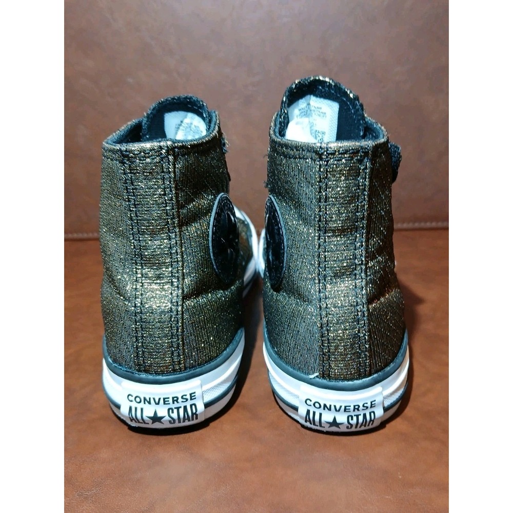 Converse Chuck Taylor All Star Hi Cooper Black Glittery Shoes Size 1 Youth #1421 - Picture 8 of 9